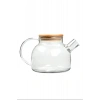 Hubrendy Tedarik Bambu Kapaklı Borosilikat Cam Demlik 1000ml Royaleks-CM-2000
