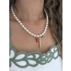 Hubrendy Tedarik İncili Balık Biber Kolye - Beyaz