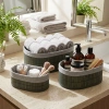 Hubrendy Tedarik Oval Bambu Kenarlı 3lü Organizer Sepet Seti - Gri