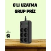 Hubrendy Tekno 2500W Güçlü 6’lı Priz USB ve Type-C Çıkışlı Termal Korumalı