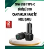 Hubrendy Tekno 3A Güç Kapasiteli USB & Type-C Çakmaklık Şarj Adaptörü