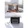 Hubrendy Tekno Ahşap Görünümlü Retro Bluetooth Radyo USB,AUX Ve SD Kart Girişli