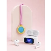 Hubrendy Tekno Bluetooth 5.4 Kablosuz Kulaklık Pembe Askılı Analog Charm Saat İkili Set