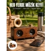 Hubrendy Tekno Bluetooth Hoparlör Ahşap Klasik Retro Gramofon Bluetooth Müzik Kutusu
