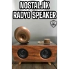 Hubrendy Tekno Bluetooth Hoparlör Ahşap Klasik Retro Gramofon Bluetooth Müzik Kutusu