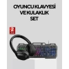 Hubrendy Tekno Gaming Set Işıklı Klavye Mouse + Bluetooth 5.2 Kulaklık Oyuncu Paketi