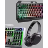 Hubrendy Tekno Gaming Set Işıklı Klavye Mouse + Bluetooth 5.2 Kulaklık Oyuncu Paketi