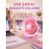 Hubrendy Tekno Gece Lambası Özellikli Şarjlı Mini Masaüstü Fan