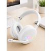 Hubrendy Tekno Kablosuz Bluetooth Mikrofonlu Beyaz Kulaklık  RGB Işıklı