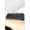 Hubrendy Tekno Led Işıklı Oyuncu Klavye Usb Girişli RGB Işıklı Q Klavye Mouse Hediyeli