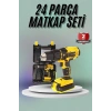 Hubrendy Tekno Matkap Seti 24 Parça Çift Bataryalı Darbeli Led Işıklı Vidalama