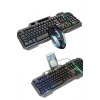 Hubrendy Tekno RGB Işıklı Gaming Oyuncu Klavye Q Klavye Mouse Hediyeli
