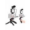 Hubrendy Tekno Telefon Tutucu Mini Mikrofonlu Tripod Vlog Çekim Video
