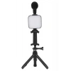 Hubrendy Tekno Telefon Tutucu Mini Mikrofonlu Tripod Vlog Çekim Video