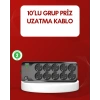 Hubrendy Tekno USB Type-C Destekli 10’lu Grup Priz Termal Korumalı 2m Kablo 2500W