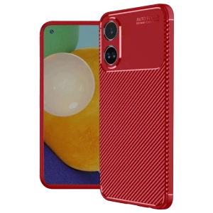 Hubrendy Bez Oppo A38 Kılıf Auto Focus Karbon Kapak - Kırmızı
