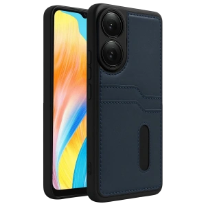 Hubrendy Bez Oppo A38 Sara Kartvizitli Deri Kılıf - Lacivert