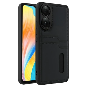 Hubrendy Bez Oppo A38 Sara Kartvizitli Deri Kılıf - Siyah