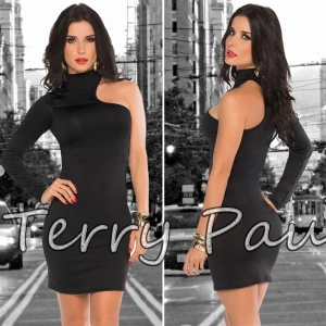 Hubrendy Beru B101061 Asimetrik Mini Elbise