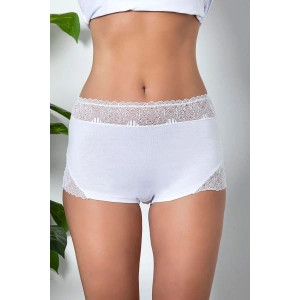 Hubrendy Beru Dantel Detaylı Boxer Beyaz