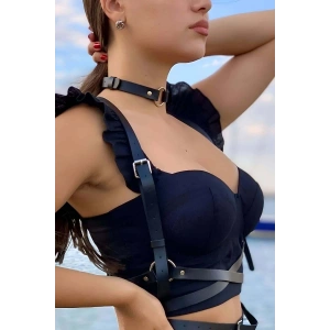 Hubrendy Beru Deri Choker Ve Kemer Harness Takım - Brf632