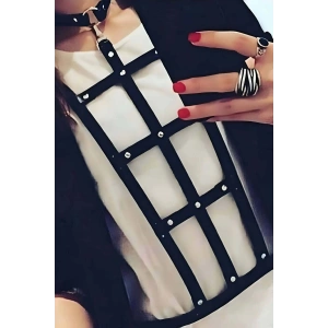 Hubrendy Beru Dikdörtgen Detaylı Şık Deri Harness - Brf4