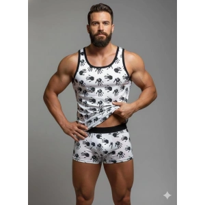 Hubrendy Beru Erkek Desenli Tank Top Boxer Takım
