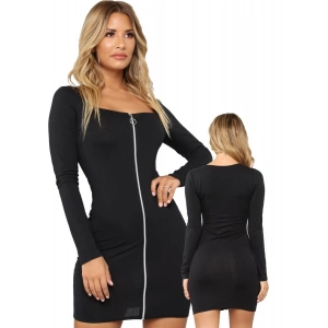 Hubrendy Beru Fermuarlı Mini Elbise