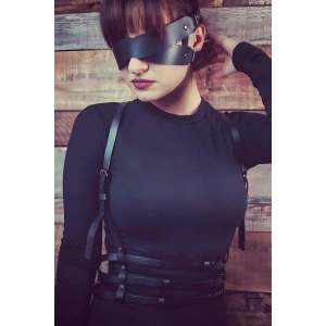 Hubrendy Beru Göz Maskeli Seksi Deri Harness - Brf471