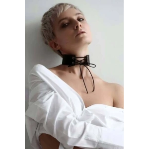 Hubrendy Beru İpli Bağlamalı Deri Choker Tasma - Brf900