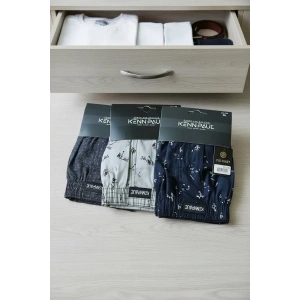 Hubrendy Beru Kenpaul Desenli Poplin Erkek Boxer 3 Adet