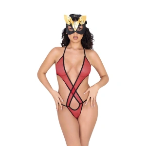 Hubrendy Beru Kırmızı Lcralı Tül Bodysuit - 935