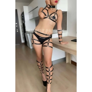 Hubrendy Beru Kol Ve Bacak Deri Detaylı Full Harness Takım