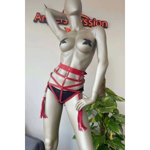 Hubrendy Beru Püskül Detaylı Şık Kırmızı Harness
