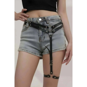 Hubrendy Beru Seksi Deri Tek Bacaklı Jartiyer Harness - Brf930