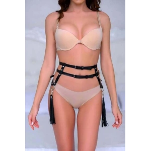 Hubrendy Beru Sık Deri Püsküllü Bel Kemer Harness - Brf1045