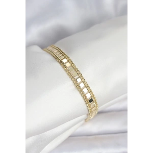 Hubrendy Bez 316L Çelik Gold Renk Pullu Zincir Model Kadın Bileklik