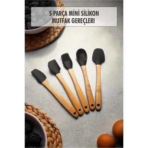 Hubrendy Bez 5 Parça Bambu Saplı Mini Supatula Seti