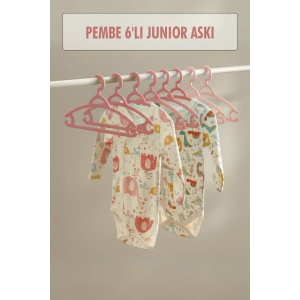 Hubrendy Bez 6?lı Bebek Askısı & Bebek Gardırop Askısı Pembe Set