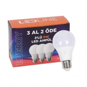 Hubrendy Bez 9w 3lü Beyaz Led Ampul