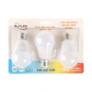 Hubrendy Bez 9W 3lü Beyaz Led Ampül