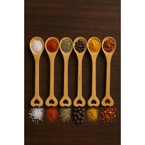Hubrendy Bez Ahşap Baharat Kaşığı Seti 6?lı 15 cm