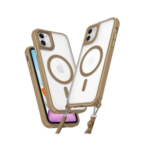 Hubrendy Bez Apple iPhone 11 Kılıf Enka Magsafe Silikon Kılıf - Desert