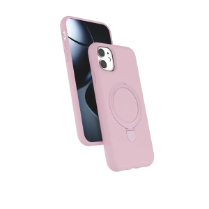 Hubrendy Bez Apple iPhone 11 Regal Magsafe Standlı Kapak - Açık Pembe