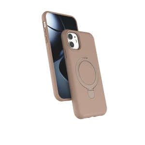 Hubrendy Bez Apple iPhone 11 Regal Magsafe Standlı Kapak - Çöl Titanyum