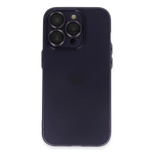 Hubrendy Bez Apple iPhone 14 Pro Max Kılıf Luko Lens Silikon - Derin Mor