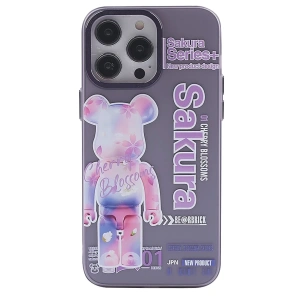 Hubrendy Bez Apple iPhone 14 Pro Max Kılıf Prada Desenli Kapak - Prada Mor - 1