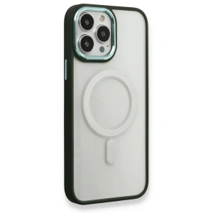 Hubrendy Bez Apple iPhone 14 Pro Max Kılıf Room Magneticsafe Silikon - Köknar Yeşili