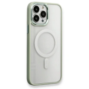 Hubrendy Bez Apple iPhone 14 Pro Max Kılıf Room Magneticsafe Silikon - Su Yeşili