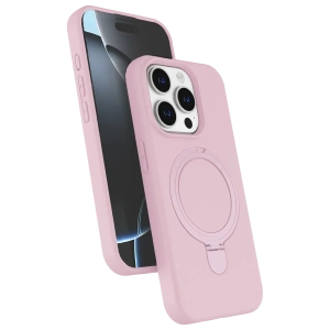 Hubrendy Bez Apple iPhone 14 Pro Max Regal Magsafe Standlı Kapak - Açık Pembe